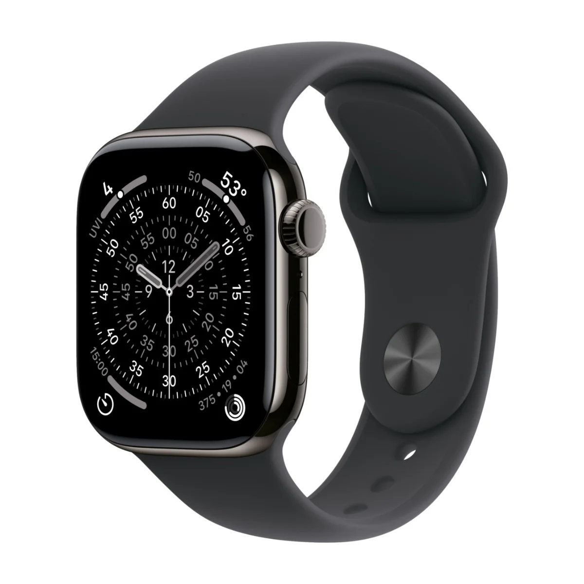 Apple Watch Series 11 GPS + Cellular 42mm Slate Titanium Case with Black Sport Band - M/L
