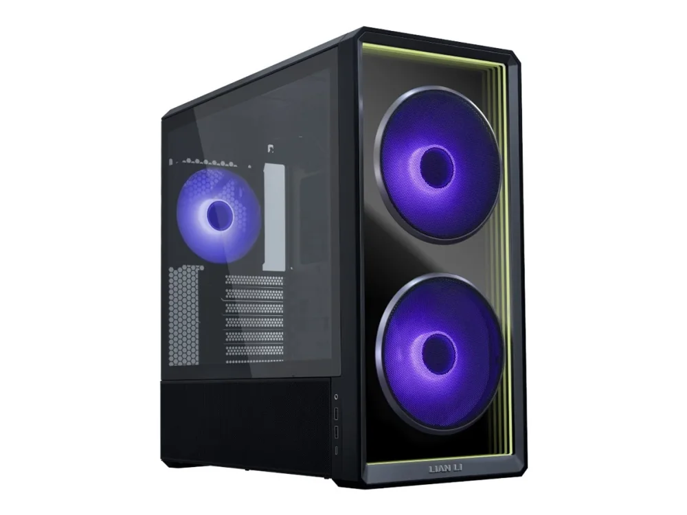 Lian Li LANCOOL 217 INF -miditornikotelo ikkunalla ja RGB-valaistuksella, musta puusomisteilla