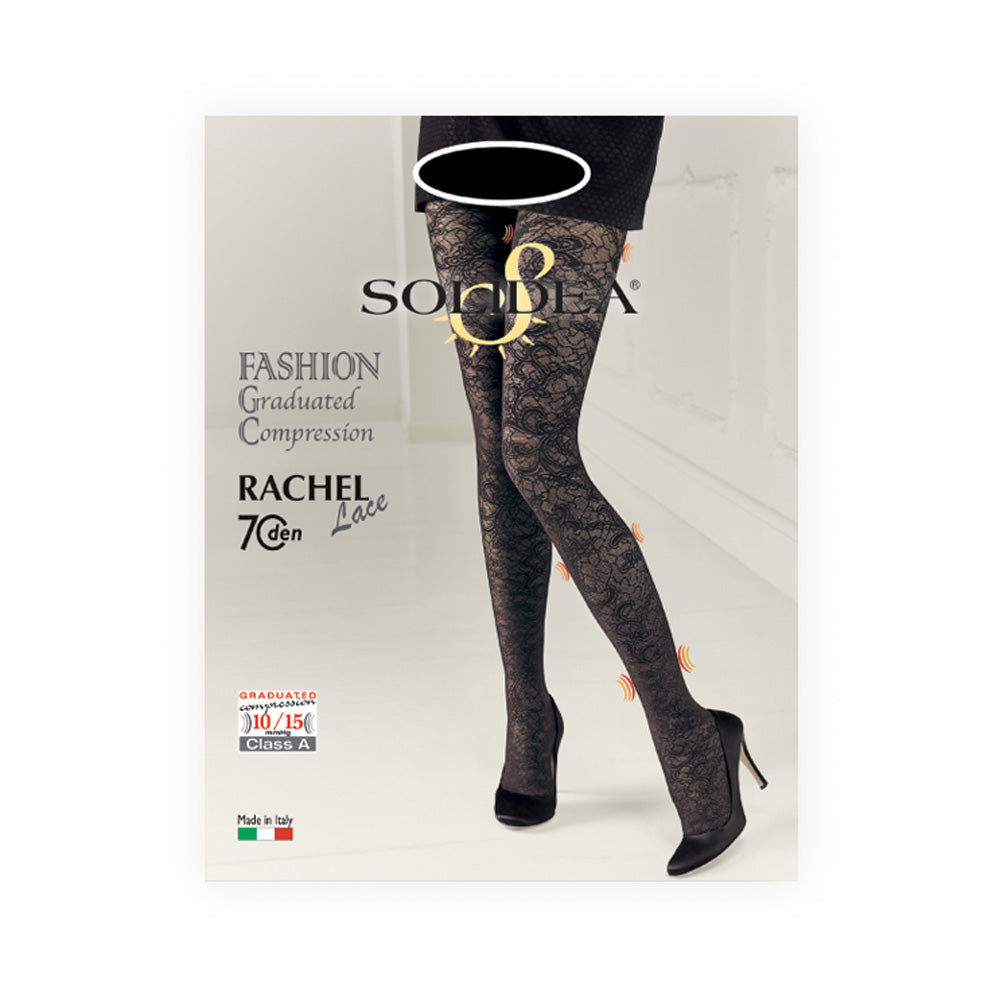 Solidea Rachel 70 denin pitsiset kompressiotrikoot, pitsillä, 10 15mmHg, 1S, mokka