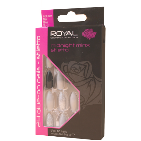 Royal tekokynnet Midnight Minx Stiletto - 24 kpl