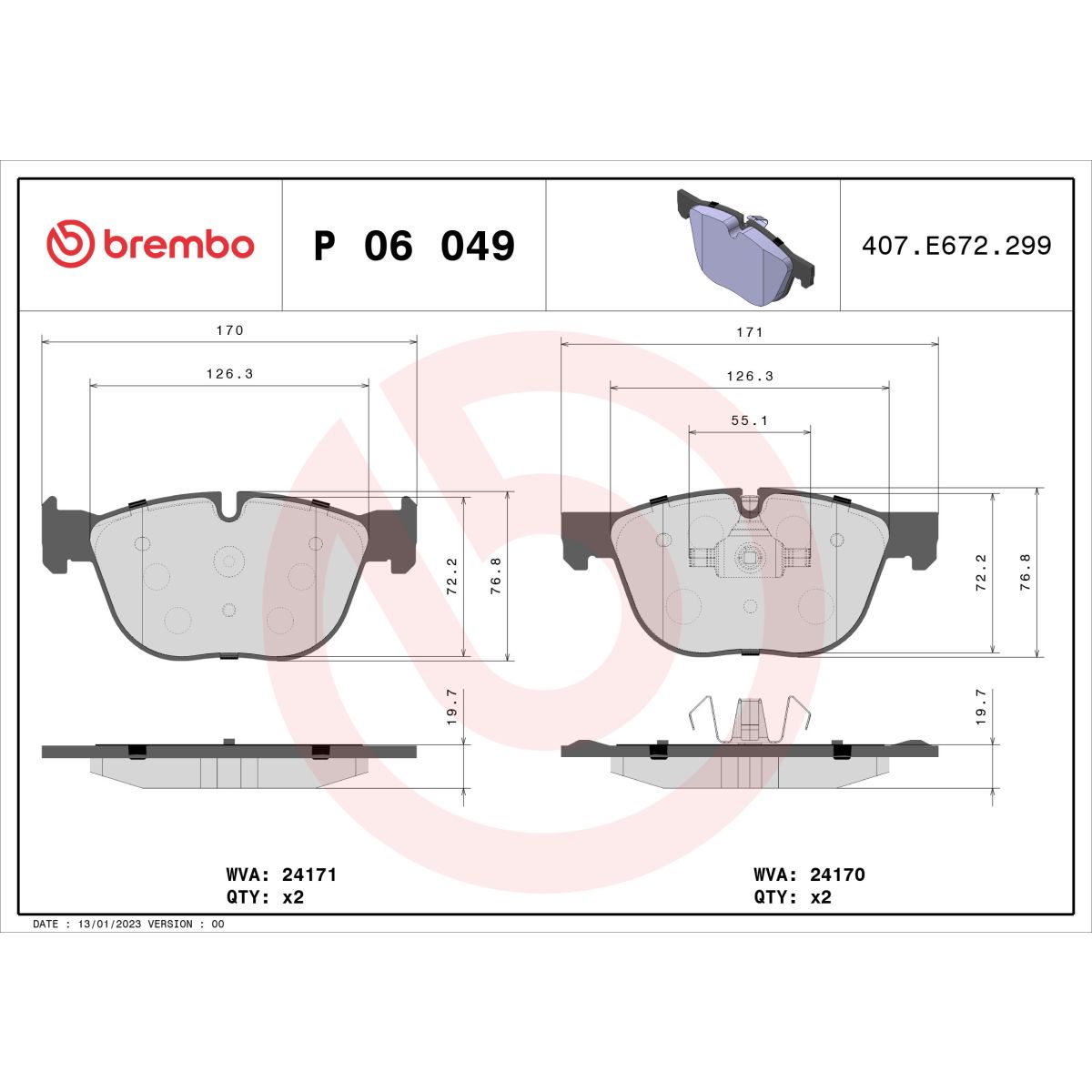 Jarrupalat, levyjarru BREMBO P 06 049