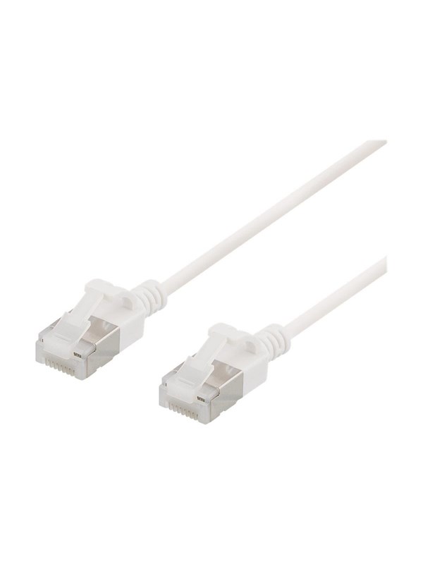 DELTACO U/FTP Cat6a laitekaapeli, ohut, läpimitta 3,8mm, 1,5m, valk.