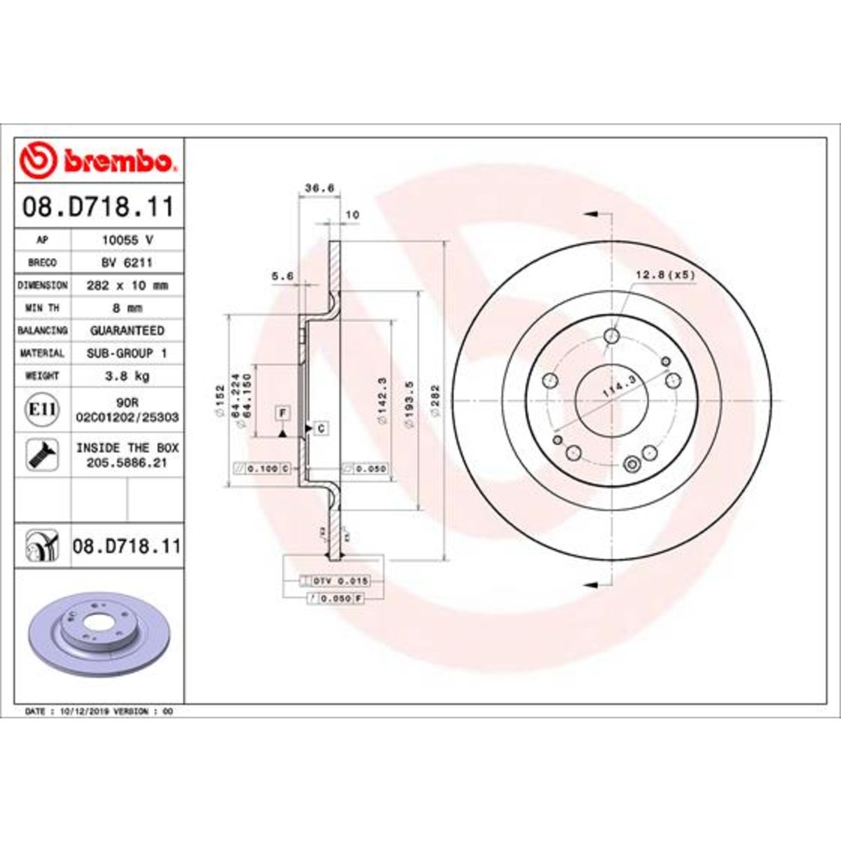 Jarrulevy BREMBO 08.D718.11