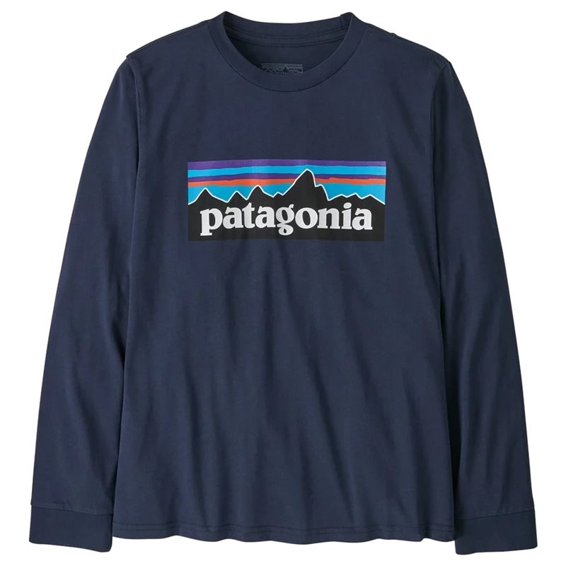 Patagonia K's L/S P-6 Logo T-Shirt New Navy - L