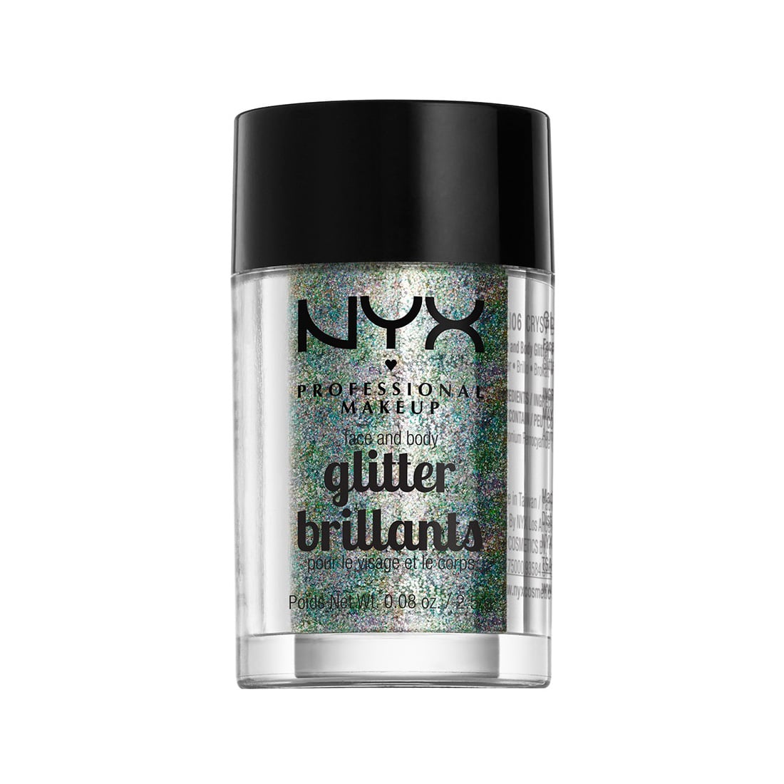 NYX Professional Makeu Glitter Kasvojen ja Vartalon Glitter Color 06 Crystal 2,5 g