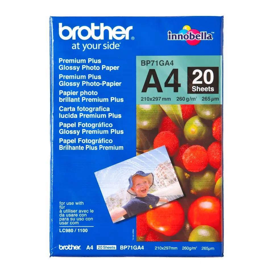 Brother BP71GA4, 260 g/m², A4, Sininen, Punainen, 20 arkkia, 265 µm, 100 vuosi/vuosia