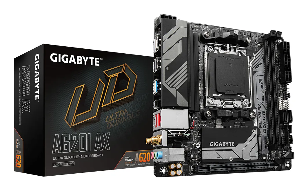 GIGABYTE A620I AX Emolevy - AMD A620 - AMD AM5 - DDR5 RAM - Mini-ITX