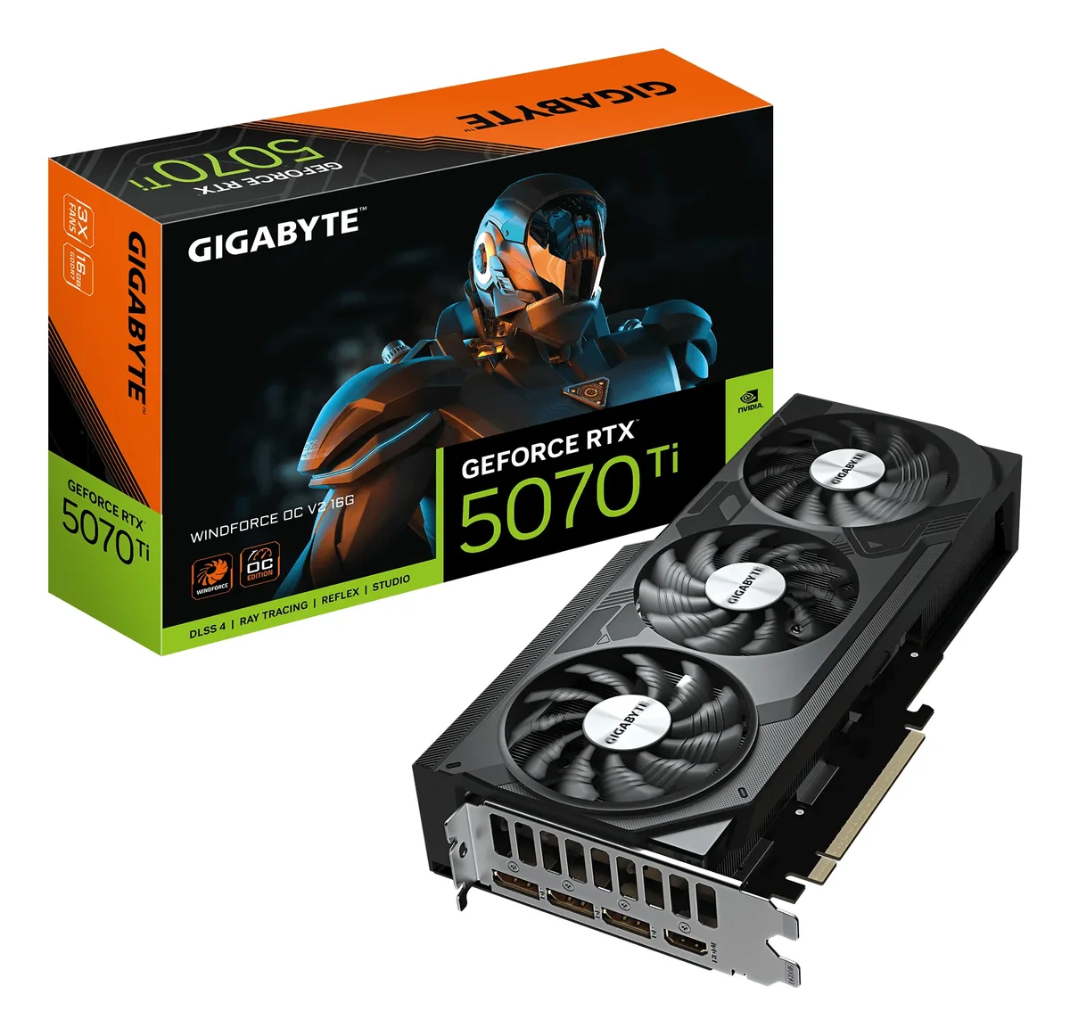 GIGABYTE GeForce RTX 5070 Ti WindForce 3 OC V2 - 16GB GDDR7 RAM - Näytönohjaimet