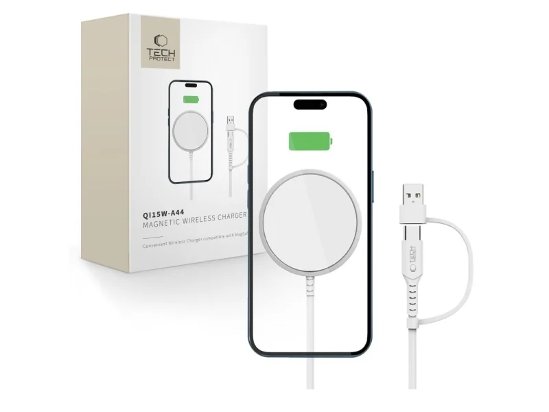 TECH-PROTECT QI15W-A44 MAGNETIC MAGSAFE WIRELESS CHARGER WHITE