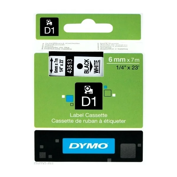 Tape D1 6mmx7m black/white