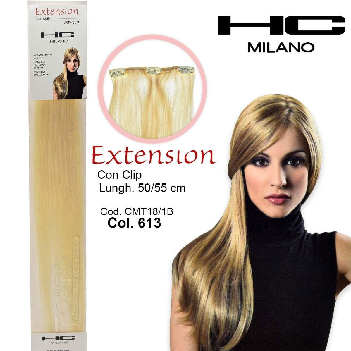 Hc Milano Extension 3 Klipsiä Ei Remy Largh.14-16Cm Pituus.50Cm Väri.613 Erittäin Vaalea Blond 10,0