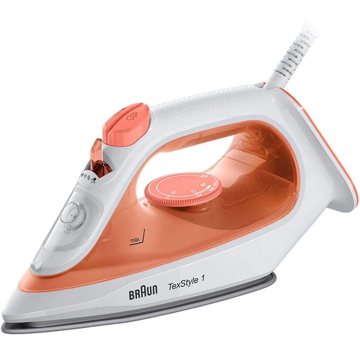 Braun TexStyle 1 SI1009OR -höyrysilitysrauta, 1900 W, 0,22 l, oranssi/valkoinen