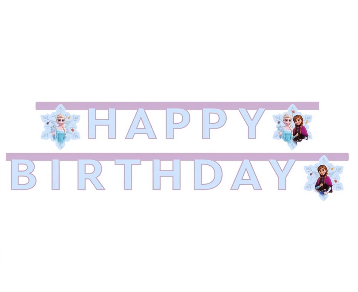 Viirinauha - Happy Birthday, Frozen, värikäs, 1 kpl