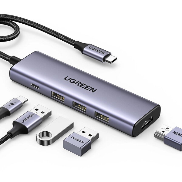 UGREEN 5-in-1 USB-C to 3*USB.3.0+HDMI Hub with USB-C Power Supply
