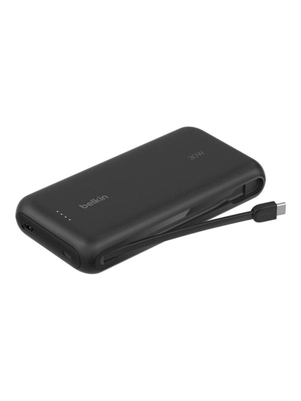 Belkin BoostCharge power bank - with integrated cable - 2 x USB-C USB - 30 Watt - 20000 mAh
