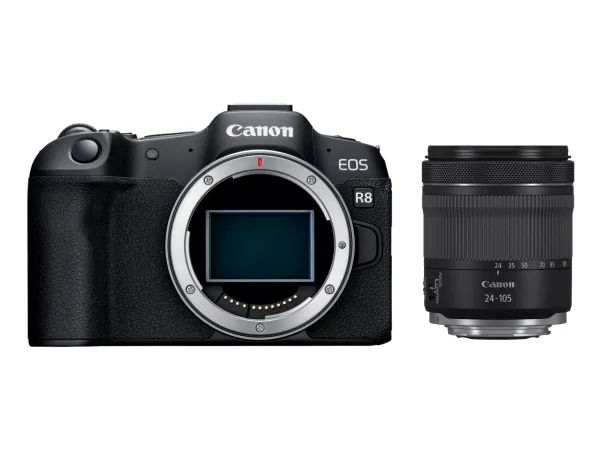 Canon EOS R8 + RF 24-105mm F4-7.1 IS STM, 24,2 MP, 6000 x 4000 pikseliä, CMOS, 4K Ultra HD, Kosketusnäyttö, musta