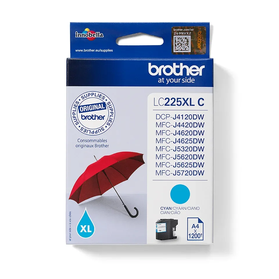 Brother LC 225XLC / LC225XLC - Cyan Ink - High Kapasiteetti