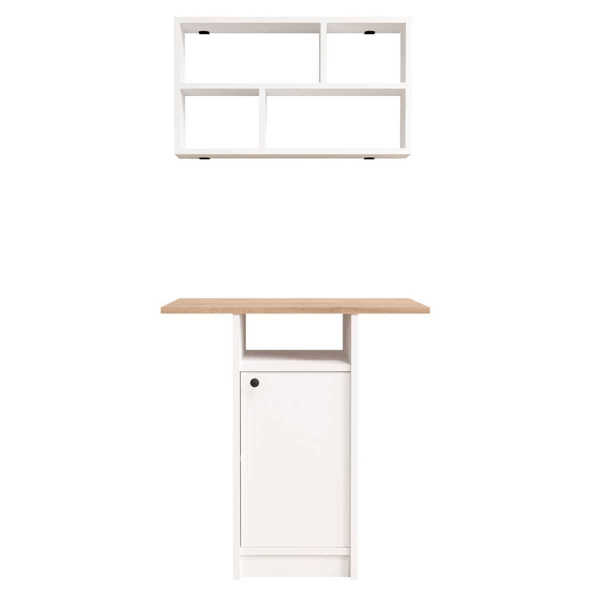 Norda Design Ruokapöytä ja seinähylly, 2 osaa Nord, valkoinen/tammi, 44,5 × 72 × 73,8 cm