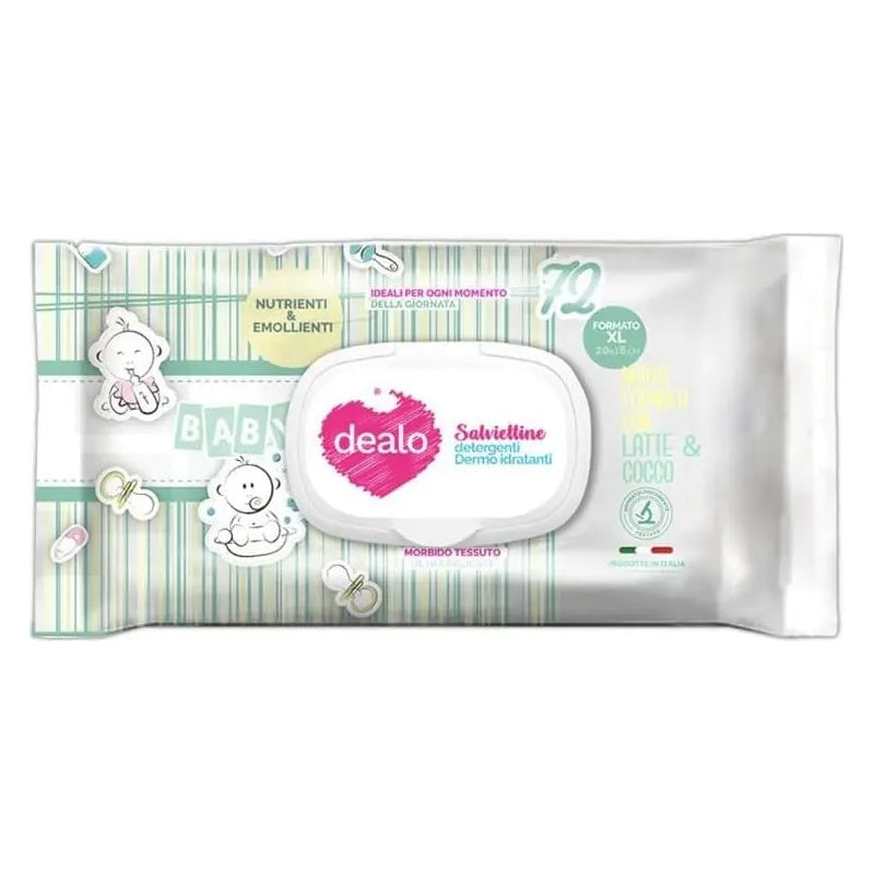 Dealo Salviette Igienizzanti XL Latte e Cocco 72 Pezzi — Salviette