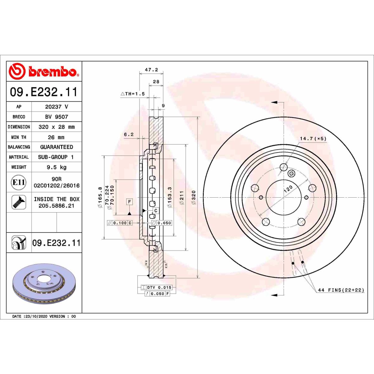 Jarrulevy BREMBO 09.E232.11
