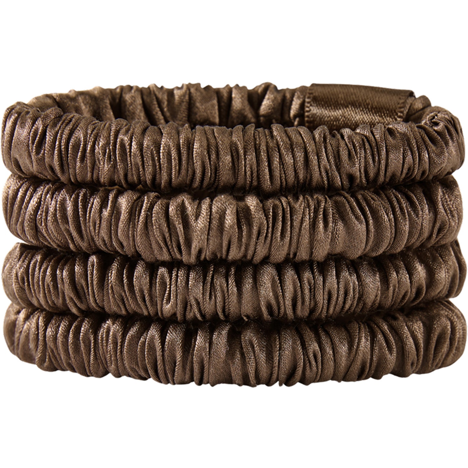 Lenoites Mulberry Silk Skinny Scrunchies Dark Brown - 4 pcs