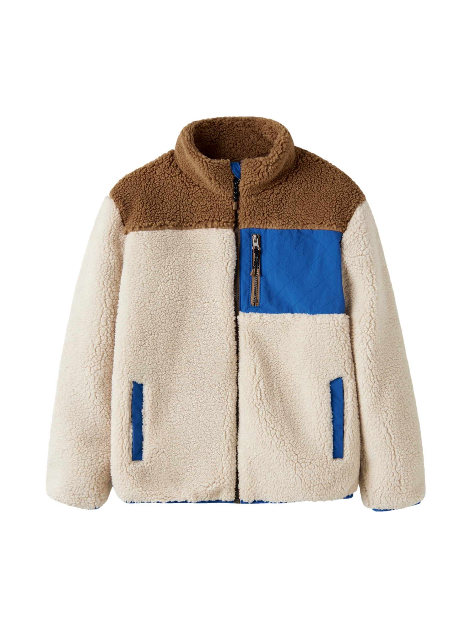 NAME IT Fleecetakki 'NKMMacey' beige / sininen / ruskea