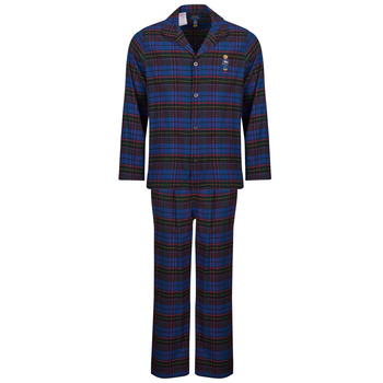 Polo Ralph Lauren Pitkä pyjama kuninkaallisen sininen / vaaleankeltainen / tummanvihreä / grenadiini