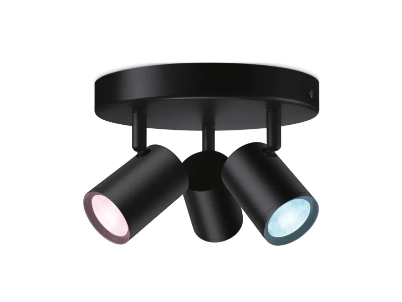 WiZ Surface-mounted Imageo Round Black 3 spots - Smart LED Lighting - Coloured and White Light - GU10 - 3x 5W - Wi-Fi
