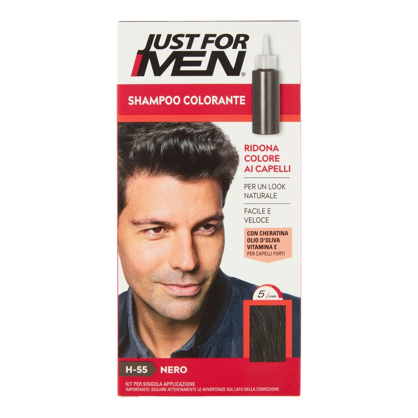 Just For Men Luonnollinen Musta Sävyttävä Shampoo