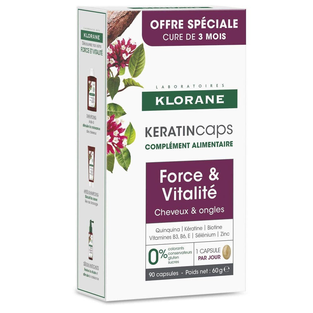 Klorane KeratinCaps Strength & Vitality Hair & Nails 90 kapselia