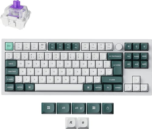 Keychron Q3 HE 80% Knob Wireless Tri-Mode QMK - Gateron 2.0 Magnetic Switch - Shell White - Pelinäppäimistö - ilman numpadia - Pohjoismainen - Valkoinen