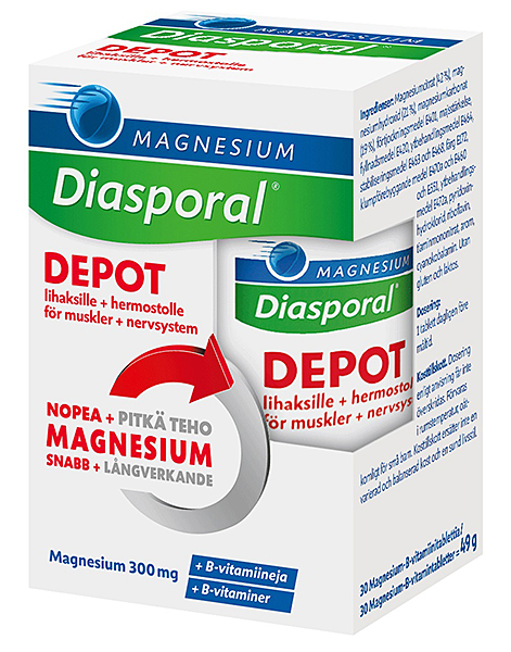 Diasporal Magnesium Depot +B-Vit Complex 30 kpl