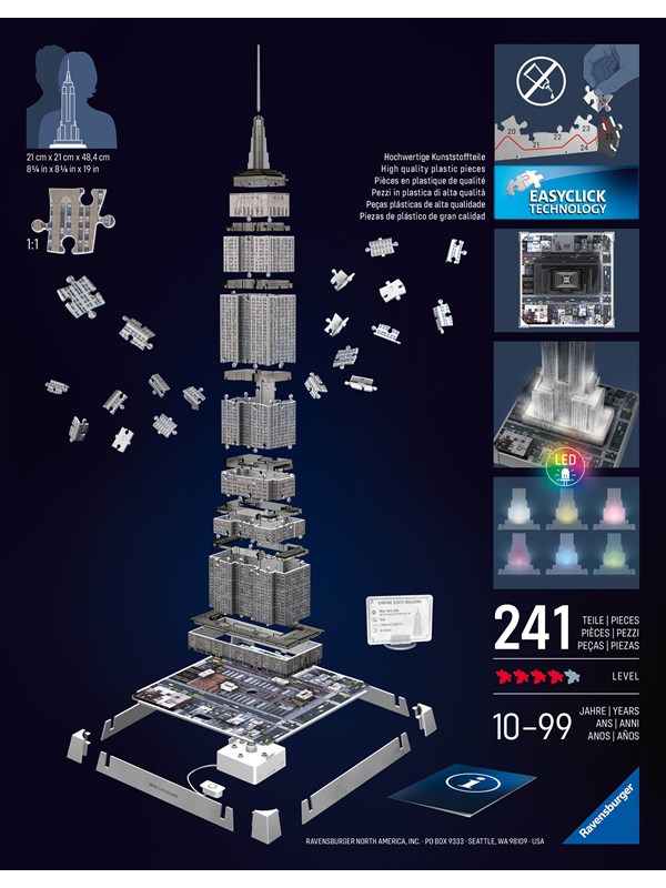 Ravensburger Empire State Building Light Up 3D Puzzle, 216pc 3D Palapeli