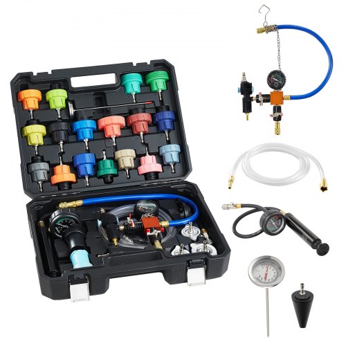 VEVOR Coolant Pressure Tester Kit, 47Pcs Radiator Vacuum Refill Kit with 3 Metal Adapters, Universal Fit, Automotive Cooling System Pressure Tester Tool, with Pressures Pump & Aluminum-Plastic Filler