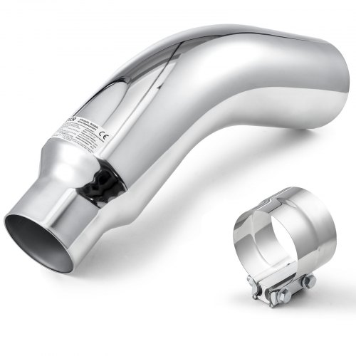 VEVOR Elbow Exhaust Tip, 101.6mm Inlet, 152.4mm Outlet, 584mm Overall Length, Chrome Turn Down Exhaust Tip with Clamp for Truck/Sedan/Sports Car/SUV, Chrome Structure for High Temperature Resistance