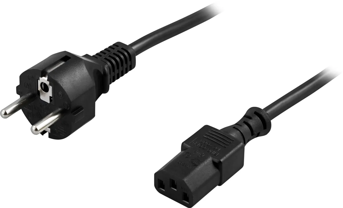 Deltaco DEL-110M - Maadoitettu virtakaapeli CEE 7/7 - IEC 60320 C13, 3 m, Musta