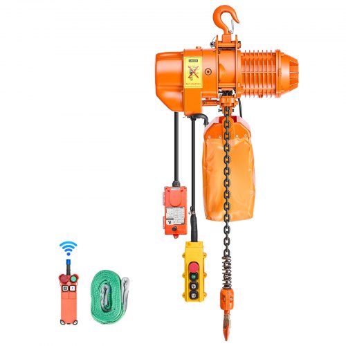 VEVOR 500 kg Electric Chain Hoist, 6 m Lifting Height, Three-Phase Overhead Crane with 100 m Wireless & 4.5 m Wired Remote Control, Single G80 Chain Hoist for Factories, Warehouses, Garages