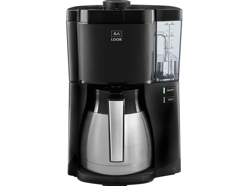 Melitta Look, Suodatinkahvinkeitin, 1,25 L, Jauhettu kahvi, 1080 W, musta, Ruostumaton teräs