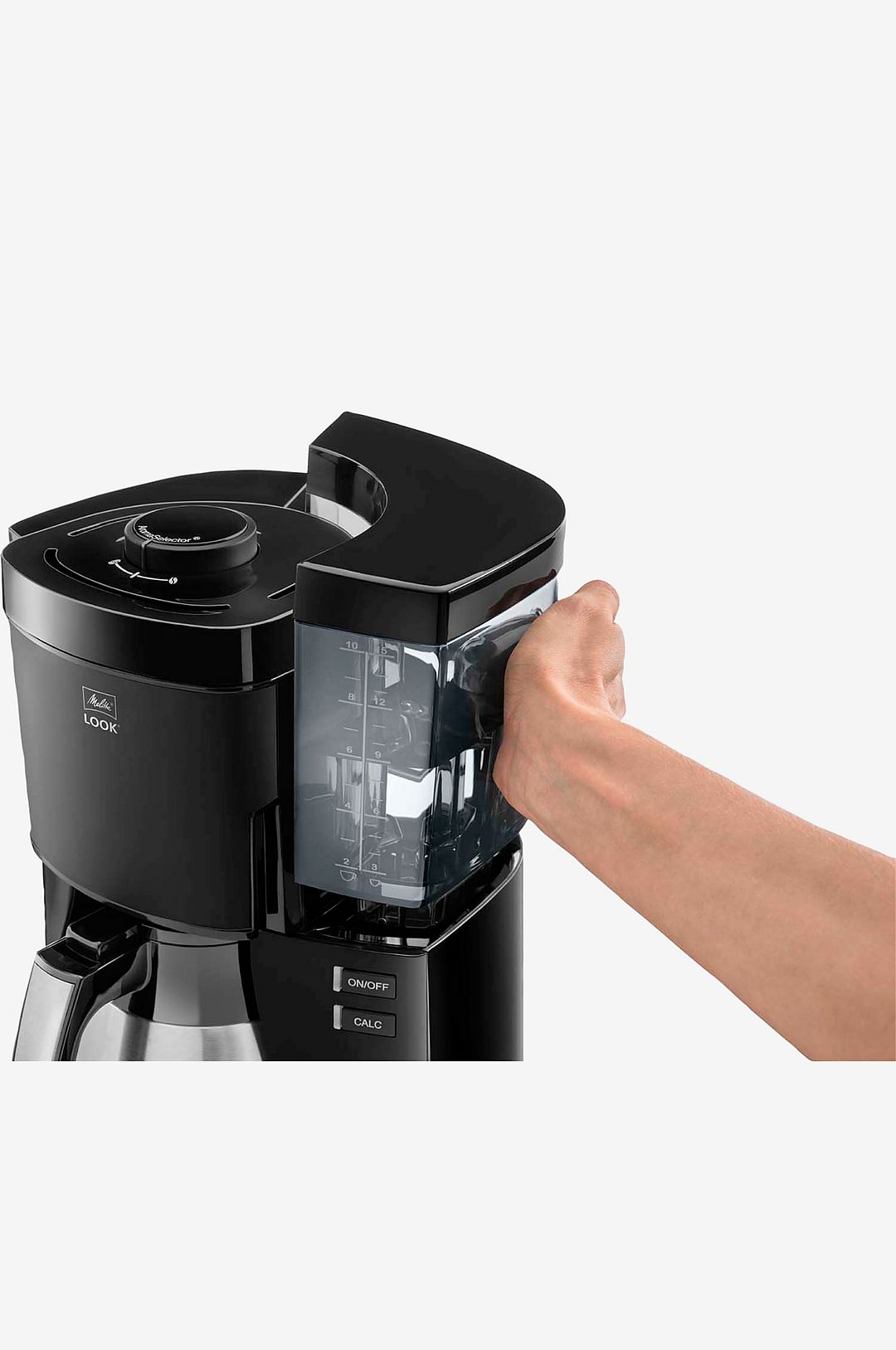 Melitta Look, Suodatinkahvinkeitin, 1,25 L, Jauhettu kahvi, 1080 W, musta, Ruostumaton teräs