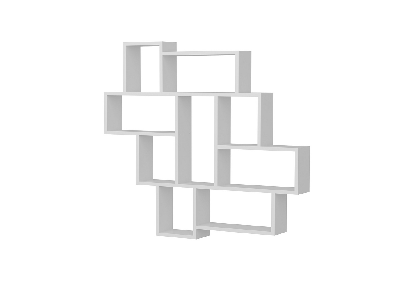 Norda Design moderni valkoinen seinähylly, 115,5 x 103,5 x 15 cm, 100% melamiinipinnoitettu, 18 mm paksu, tyylikäs säilytysratkaisu
