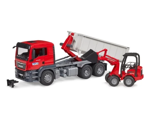 Bruder Truck w Roll-Off-Container & Schäffer loader