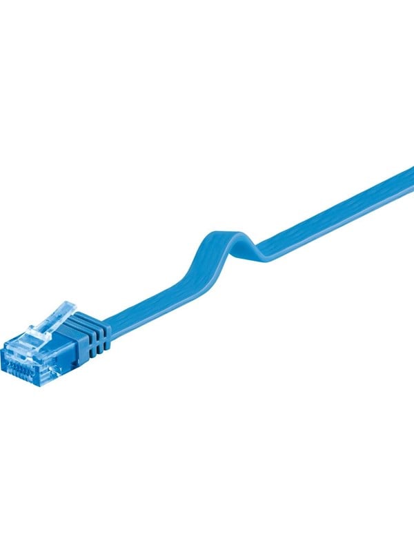 Goobay CAT 6A platt patchkabel, U/UTP, blå kopparledare (CU)