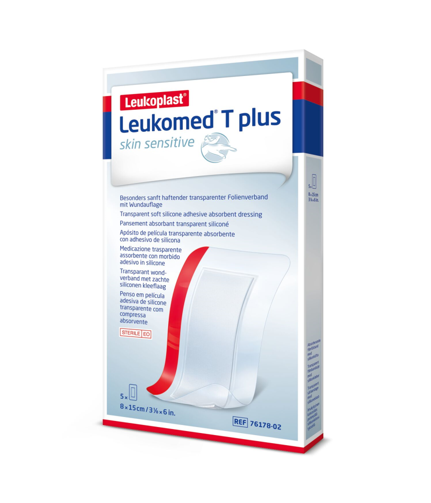 Leukomed T Plus Skin Sensitive 8 x 15 cm steriili haavasidos 5 kpl