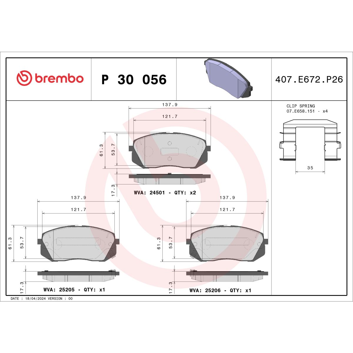 Jarrupalat, levyjarru BREMBO P 30 056