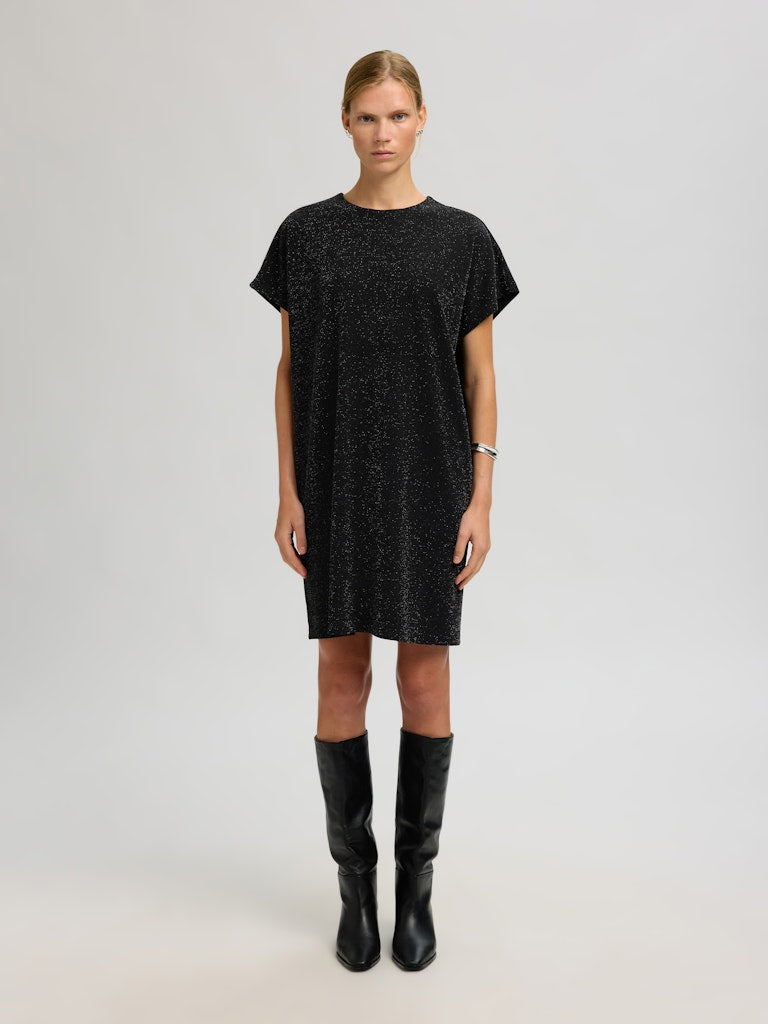Selected Femme Naisten juhlamekko Oversized Sandra SS, Black/Silver