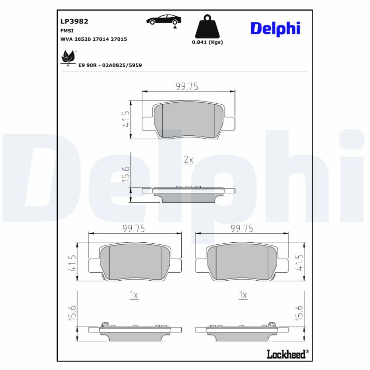 Jarrupalat, levyjarru DELPHI LP3982