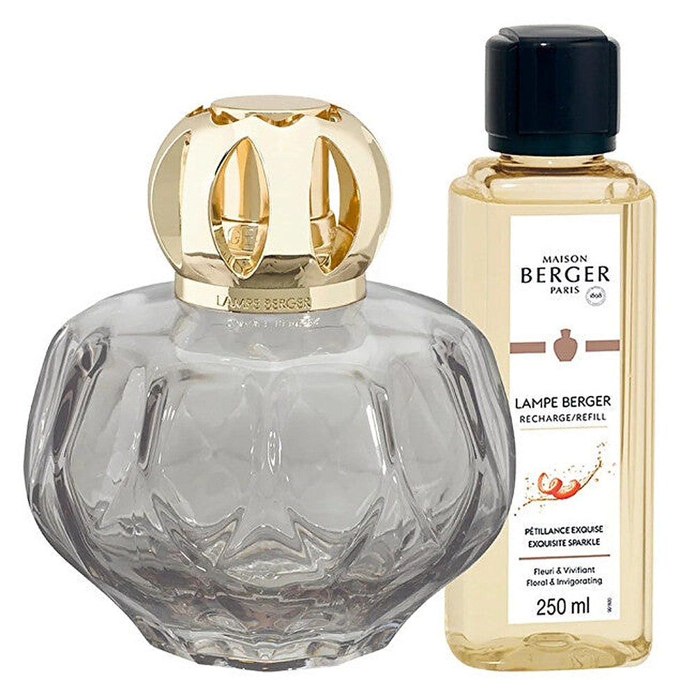 Maison Berger Paris — lahjasetti katalyyttinen lamppu Rosalie harmaa + täyttö Intense Glitter 250 ml