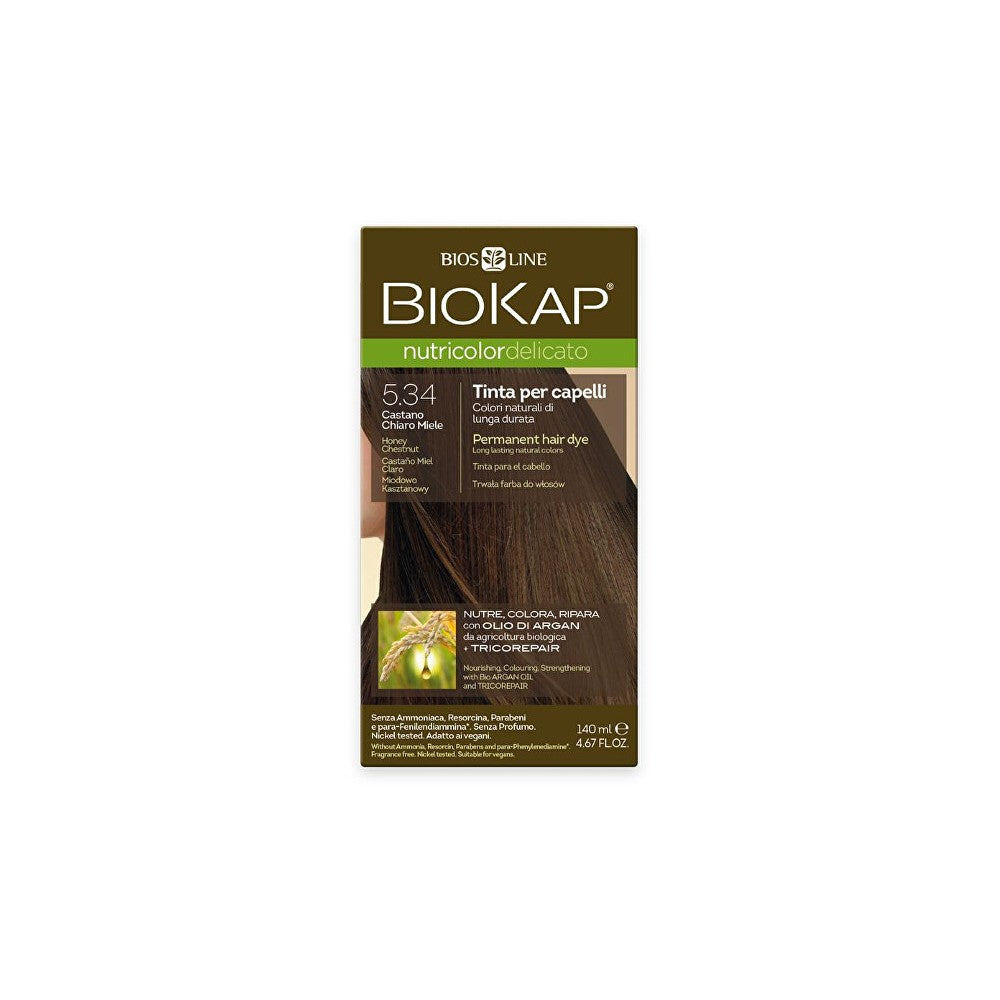 Biokap NUTRICOLOR DELICATO - Hiusväri - 5,34 Chestnut hunaja 140 ml