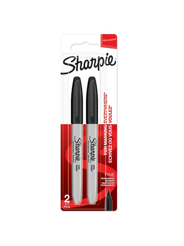 Sharpie -permanenttitussit | Kapea kärki | Musta | 2 kpl