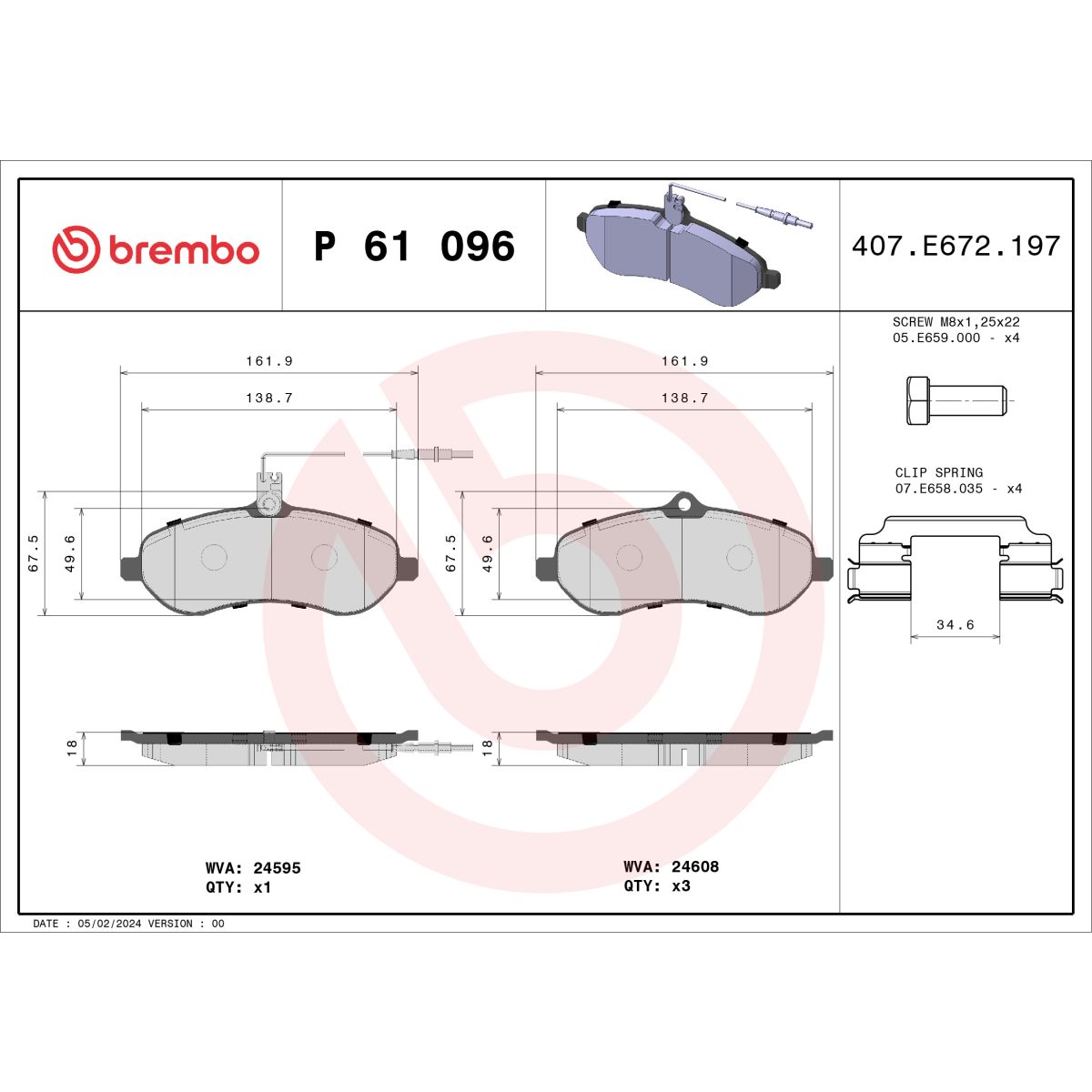Jarrupalat, levyjarru BREMBO P 61 096